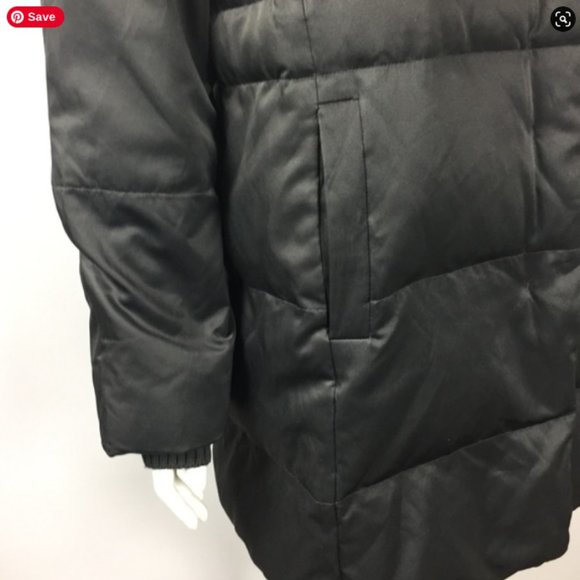 J. Jill Black Down Filled Snap Front 3/4 Length Long Hooded Coat, XL - Picture 5 of 5